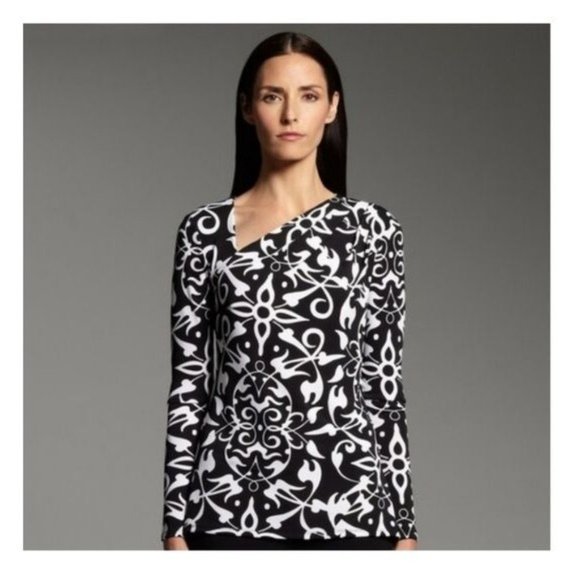 Narciso Rodriguez Tops - Narciso Rodriguez Design Nation Black White Shirt Asymmetrical Neckline XL
